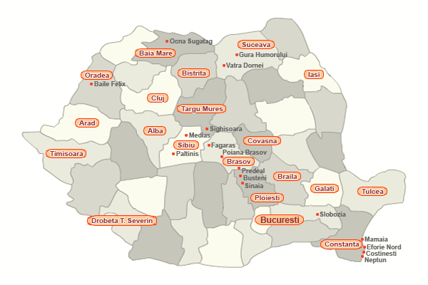 Romanian Hotels on Map