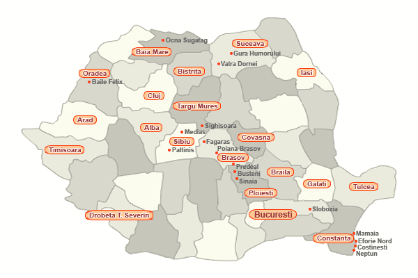 Pensiuni Romania - Harta